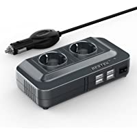 BESTEK Inversor de Corriente 200W- Transformador 12V a 220V con 4 Salidas USB- 2 AC Tomas Y Encendedor- Convertidor Onda…